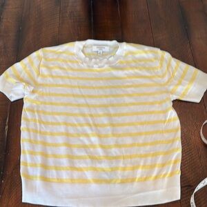 Banana republic Factory Yellow and White Striped Forever Short Sleeve Sweater